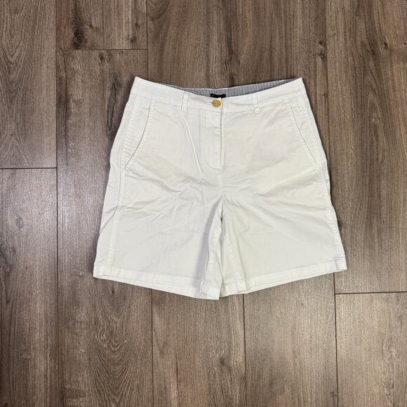 J.Crew 7" Heritage Classic Chino Short Sz 0 White Mid-Rise Slant Pockets Stretch - Picture 2 of 6